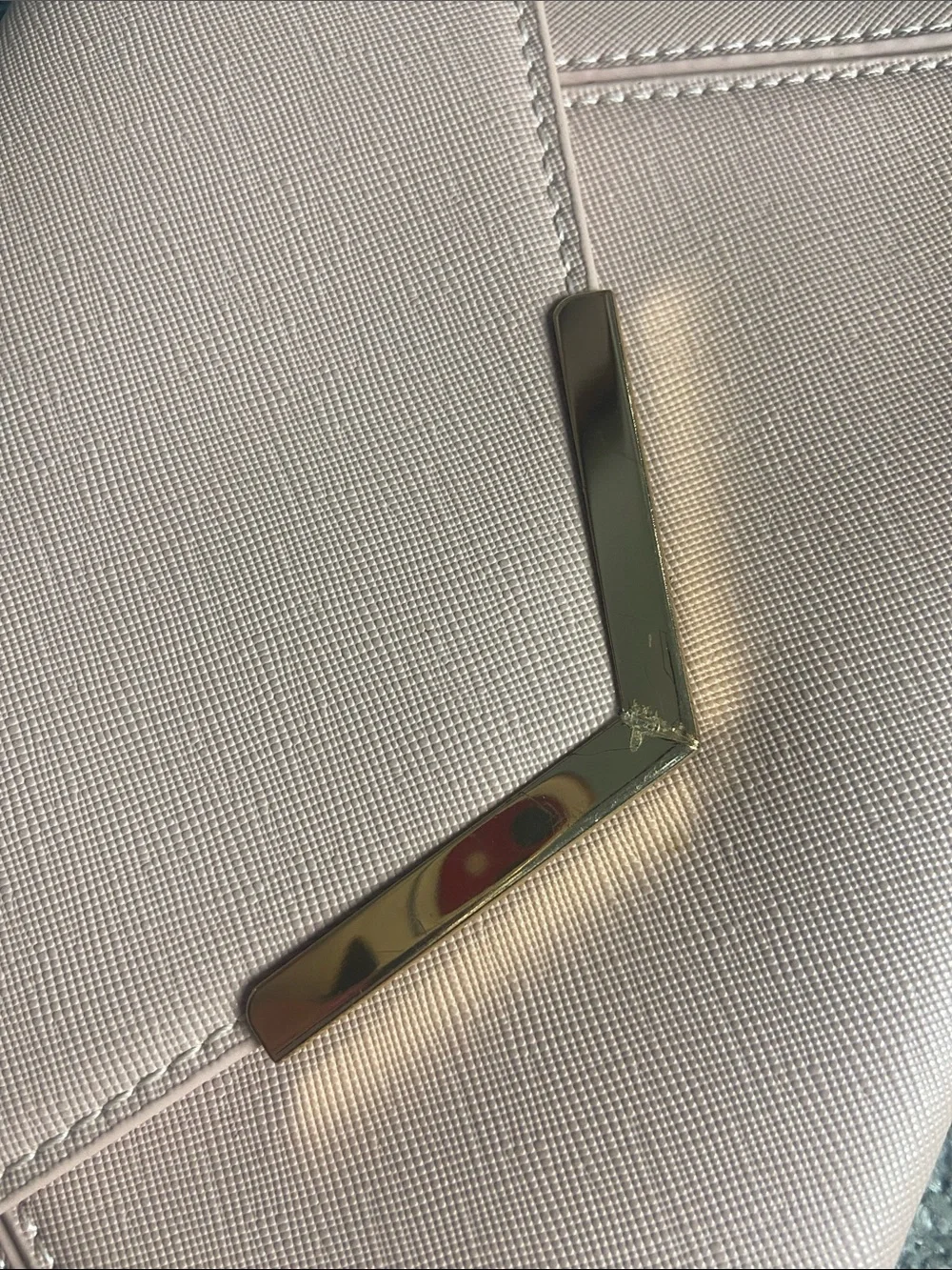 Blush Envelope Wristlet with Gold V-Detail and Chain